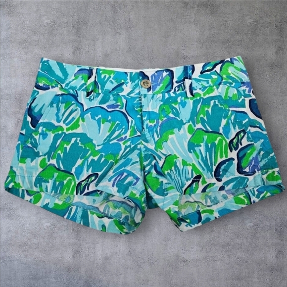 Lilly Pulitzer Walsh Short Agate Green Blue Lazy River Shorts Size 2 Women's P52 - Picture 1 of 14